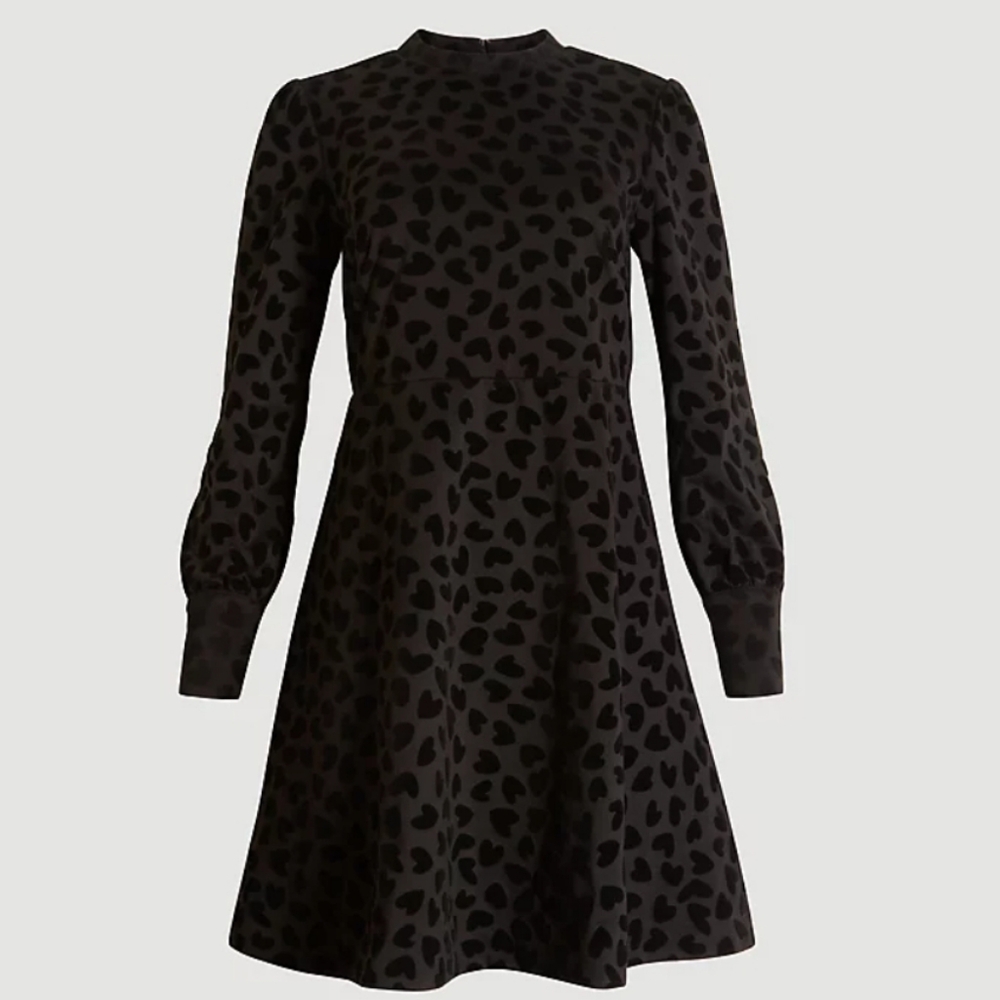 New Ann Taylor Heart Velvet Mock Neck Flare Dress - Picture 12 of 14